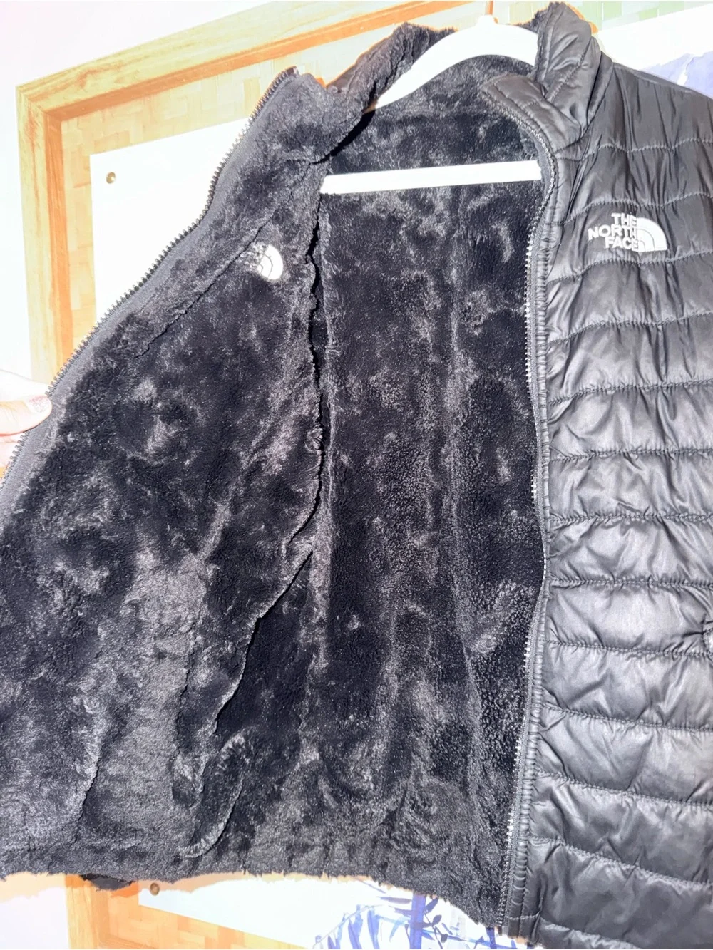 The North Face REVERSIBLE Girls Black Quilted Puffer Jacket with Plush Lining